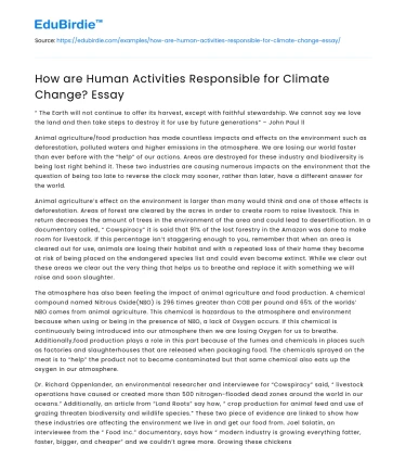 How are Human Activities Responsible for Climate Change? Essay