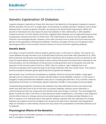 Genetic Explanation Of Diabetes