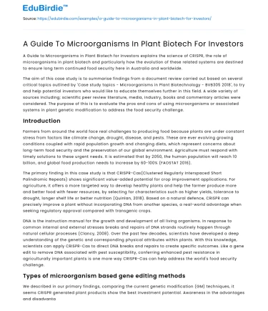 A Guide To Microorganisms In Plant Biotech For Investors