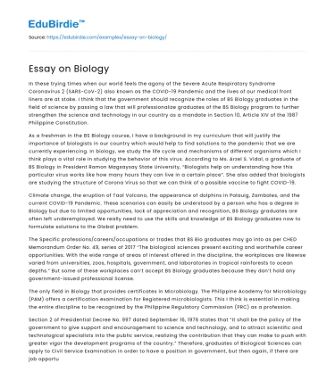 Essay on Biology