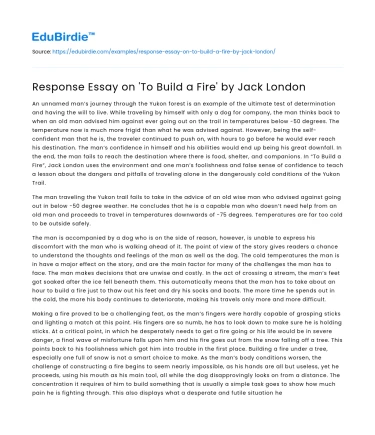 Response Essay on ‘To Build a Fire’ by Jack London
