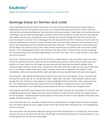 Revenge and Tragedy in Shakespeare’s ‘Romeo and Juliet’