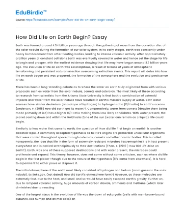 How Did Life on Earth Begin? Essay