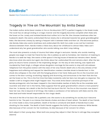 Tragedy in ‘Fire on The Mountain’ by Anita Desai