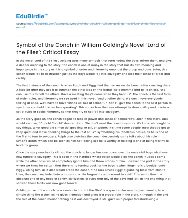 Symbol of the Conch in ‘Lord of the Flies’