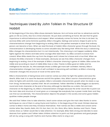 Structural Techniques Employed in Tolkien’s “The Hobbit”