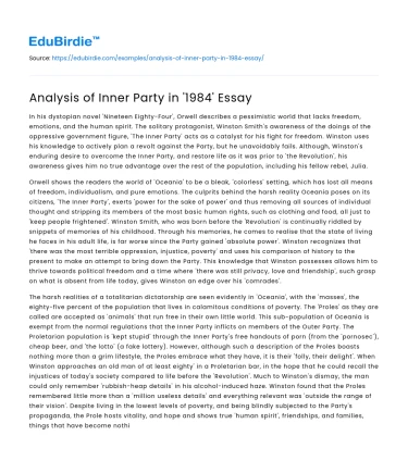 Analysis of Inner Party in ‘1984’ Essay