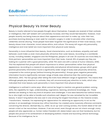 Physical Beauty Vs Inner Beauty