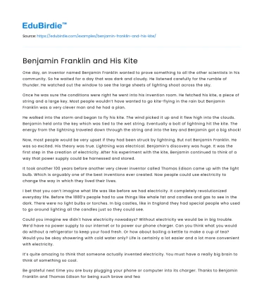 Benjamin Franklin and His Kite