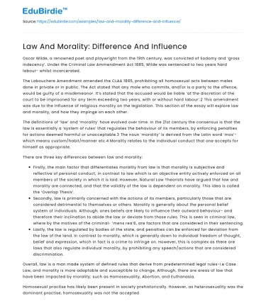 Law And Morality: Difference And Influence