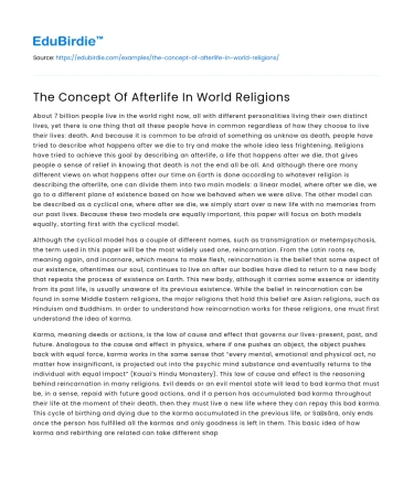The Concept Of Afterlife In World Religions