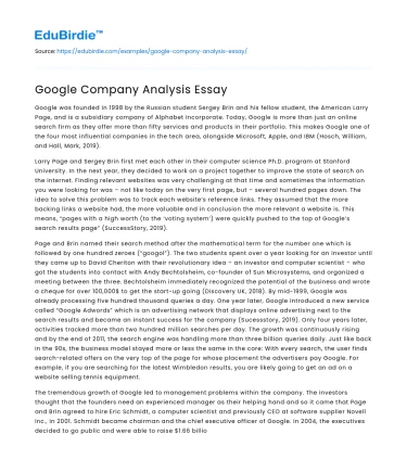 Google Company Analysis Essay