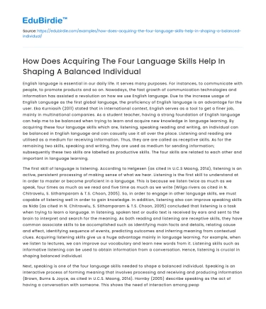 Benefits of Developing Four Language Skills in Individuals