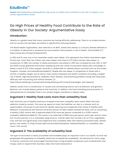 High prices of healthy food and obesity