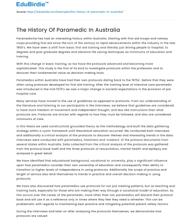 The History Of Paramedic In Australia