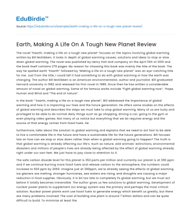 Earth, Making A Life On A Tough New Planet Review