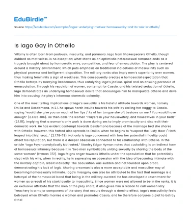 Is Iago Gay in Othello