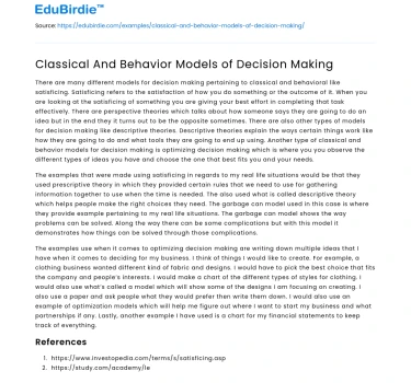 Comparative Analysis of Decision-Making Models