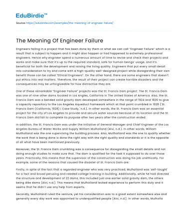 The Meaning Of Engineer Failure