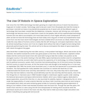 The Use Of Robots In Space Exploration
