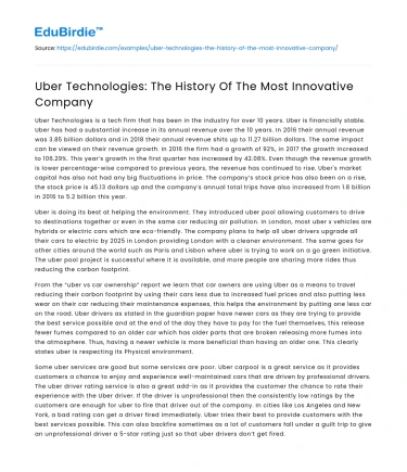 Uber Technologies: The History Of The Most Innovative Company