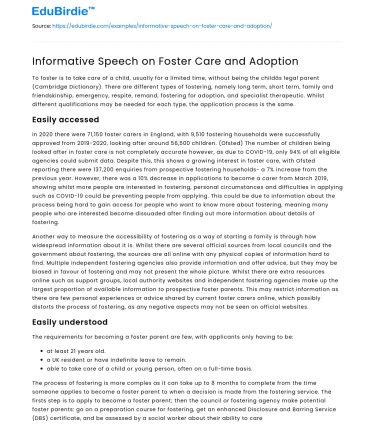 Informative Speech on Foster Care and Adoption
