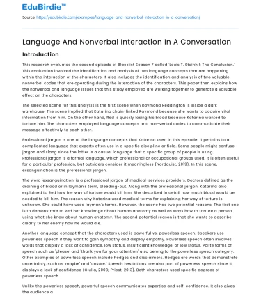 Language And Nonverbal Interaction In A Conversation