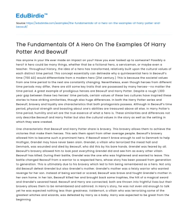 The Fundamentals Of A Hero On The Examples Of Harry Potter And Beowulf