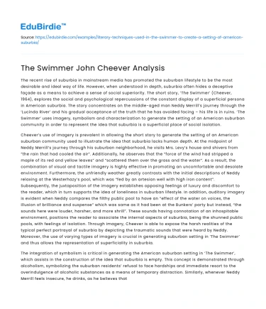The Swimmer John Cheever Analysis