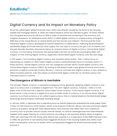 Digital Currency and Its Impact on Monetary Policy