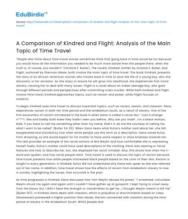 Comparison of Kindred and Flight: Analysis of Time Travel