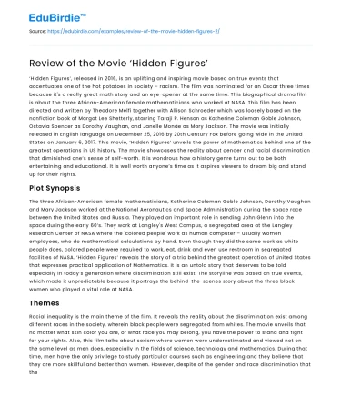 Review of the Movie ‘Hidden Figures’