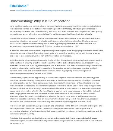Handwashing: Why It Is So Important