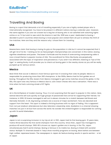 Travelling And Boxing