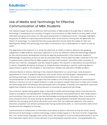 Use of Media and Technology for Effective Communication of MBA Students