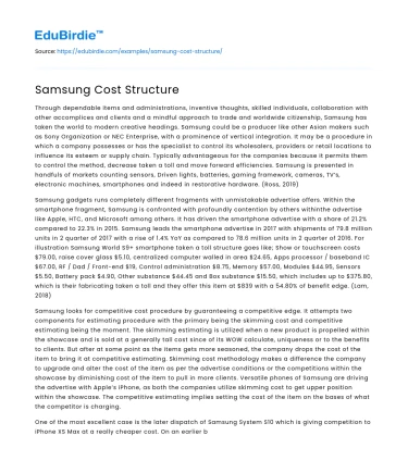 Samsung Cost Structure