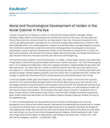 Holden’s Moral and Psychological Development in Catcher in the Rye