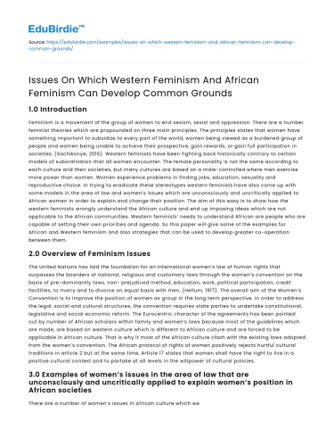 Common Grounds for Western and African Feminism