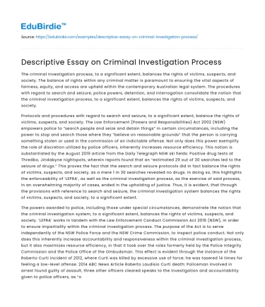 Descriptive Essay on Criminal Investigation Process