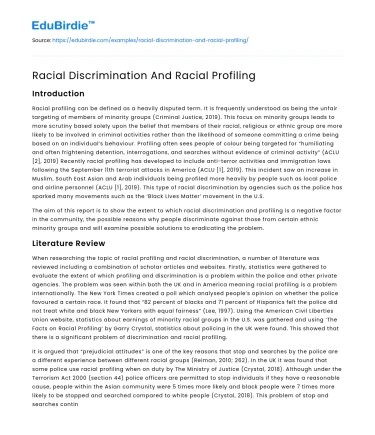 Racial Discrimination And Racial Profiling