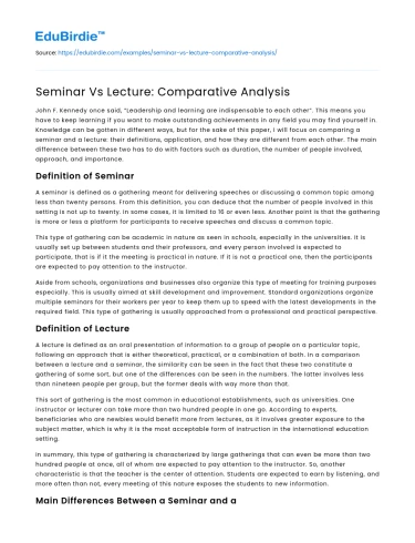 Seminar Vs Lecture: Comparative Analysis