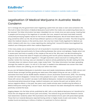 Debating Medical Marijuana: Media’s Role in Australia