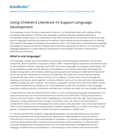 Using Children’s Literature To Support Language Development
