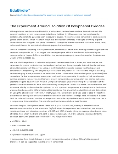 The Experiment Around Isolation Of Polyphenol Oxidase