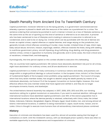 Death Penalty from Ancient Era To Twentieth Century