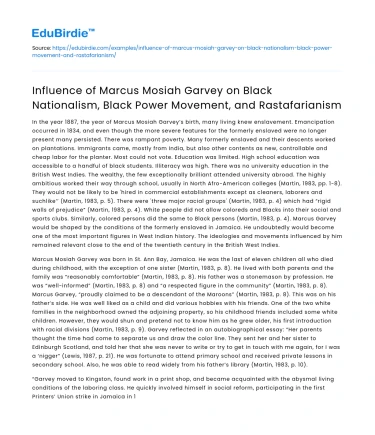 Garvey’s Impact on Black Nationalism, Black Power, Rastafarianism
