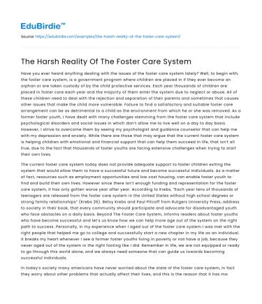 The Harsh Reality Of The Foster Care System