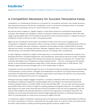 Is Competition Necessary for Success: Persuasive Essay