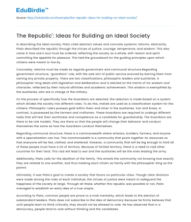 The Republic’: Ideas for Building an Ideal Society