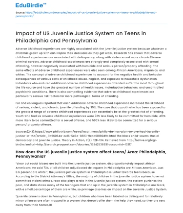 The Influence of Juvenile Justice on Philadelphia Teens
